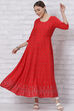 Red Viscose Kalidar Kurta image number 3